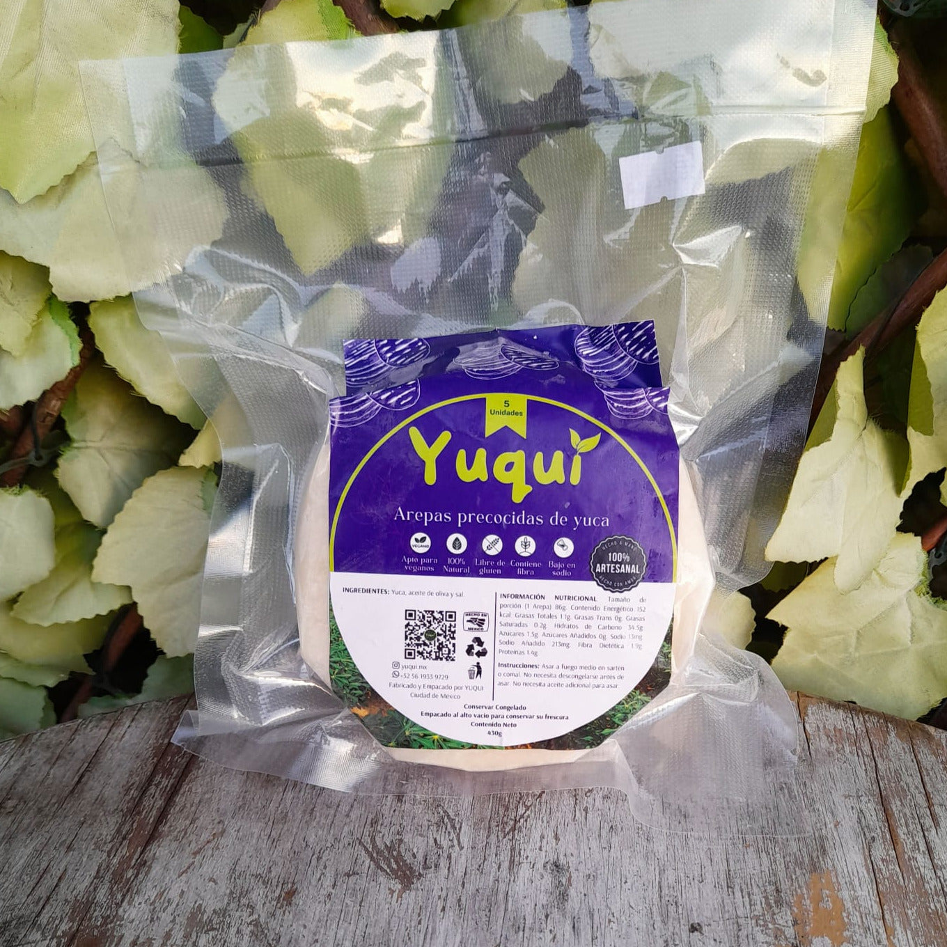 AREPA SÓLO DE YUCA PAQUETE DE 5 UN, YUQUI
